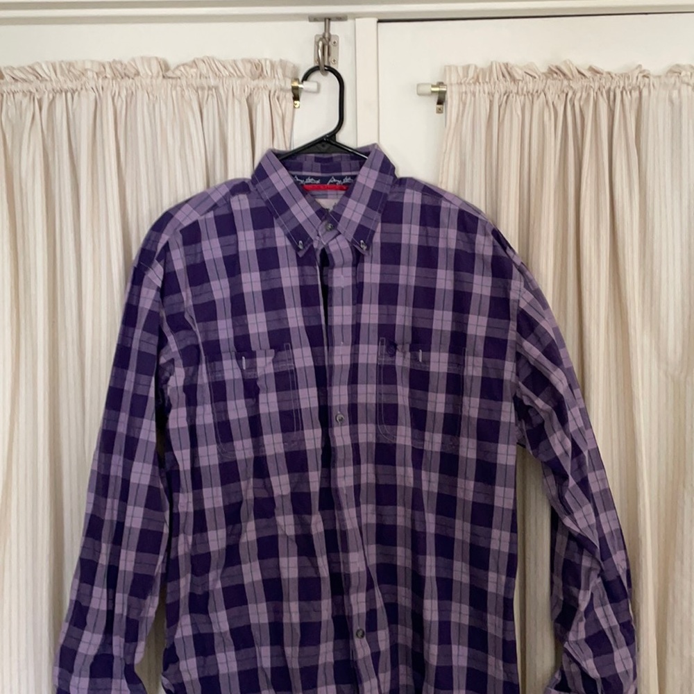 Purple plaid l/s shirt